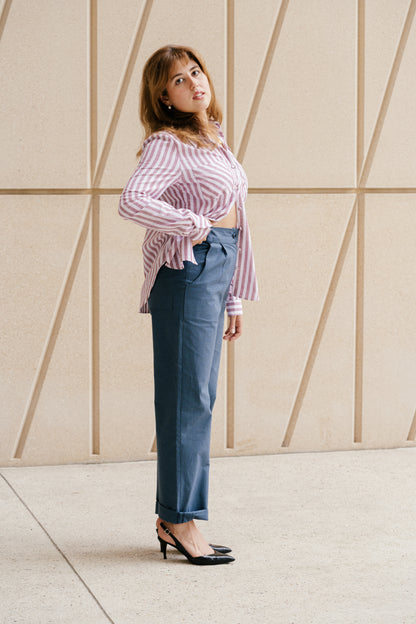 Rene Shirt - Burgandy Stripe