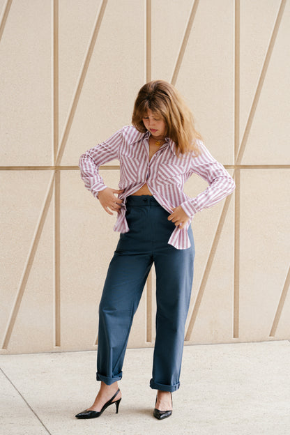 Rene Shirt - Burgandy Stripe