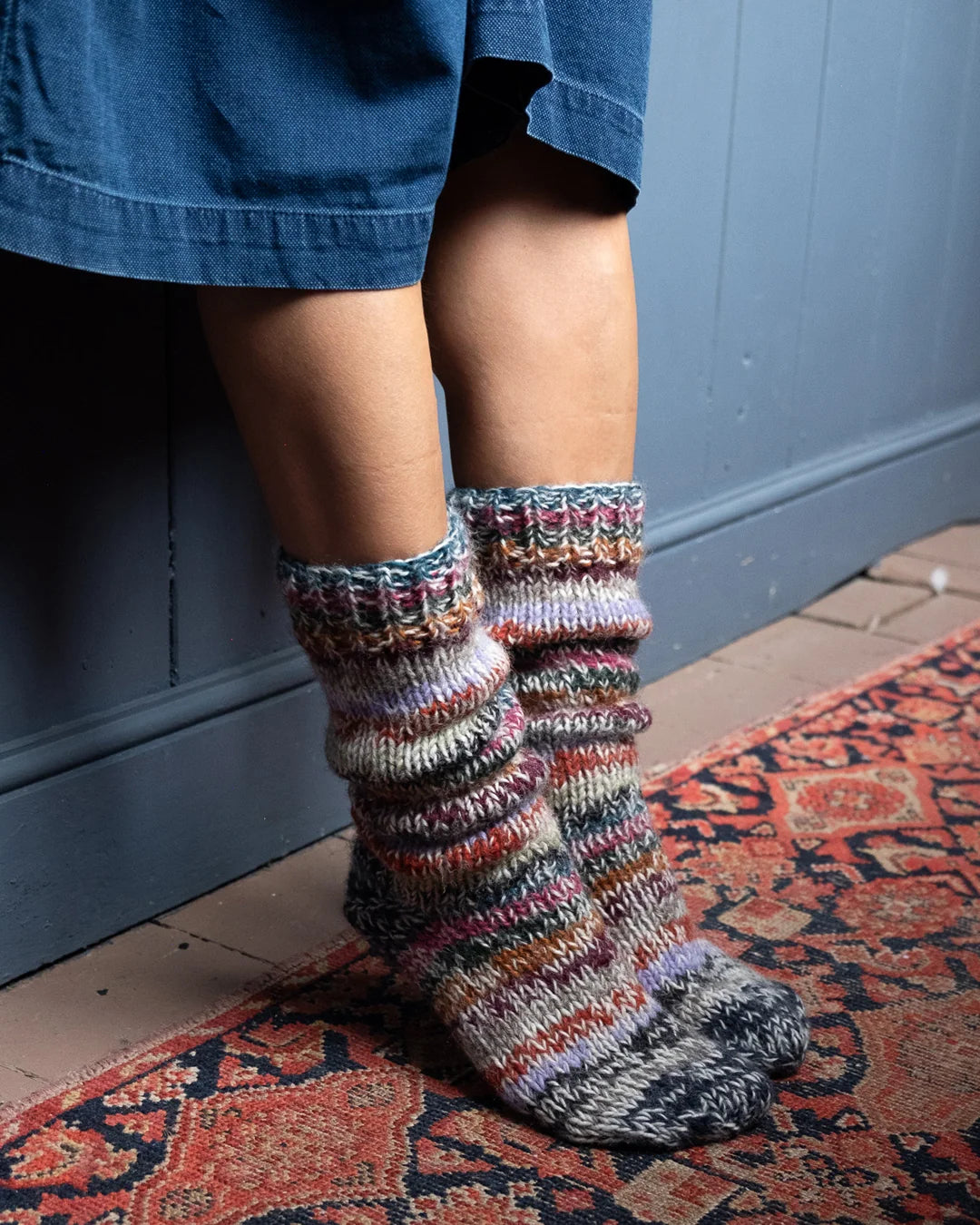 Flori Striped Knitted Socks - Multi