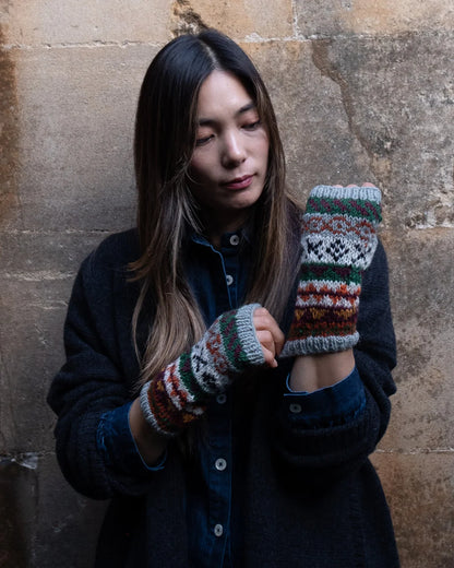 Liv Fair Isle Fingerless Mittens - Mint