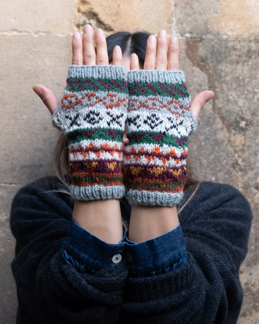 Liv Fair Isle Fingerless Mittens - Mint