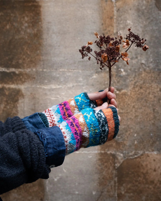 Liv Fair Isle Fingerless Mittens - Teal