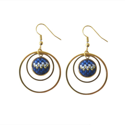 Crown Gold Nuusum Earrings in Blue