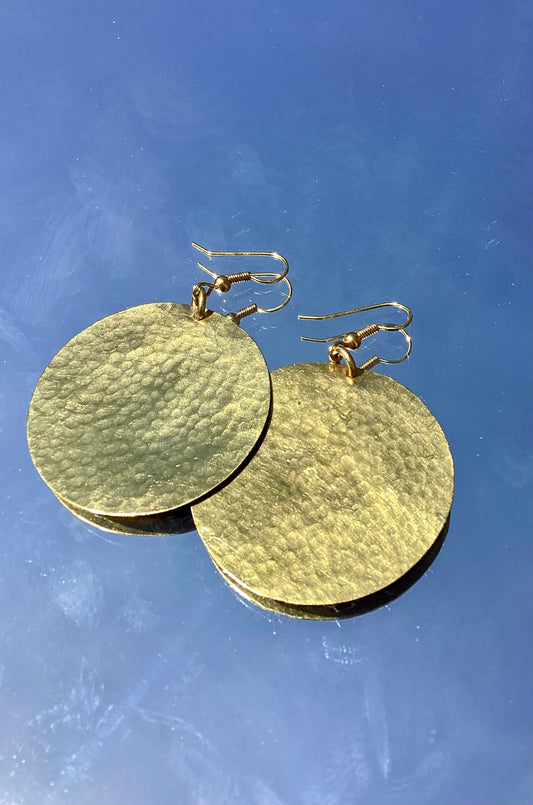 Large Circle Brass Plated Bombolulu Earrings