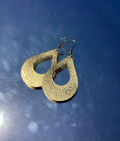 Brass Large Cut Out Teardrop Bombolulu Earrings