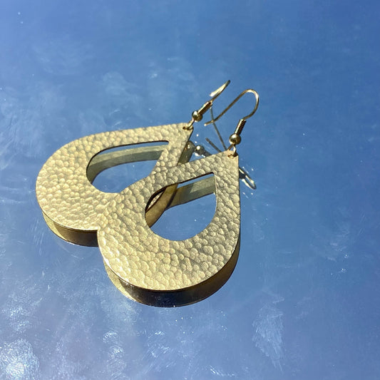 Brass Large Cut Out Teardrop Earrings