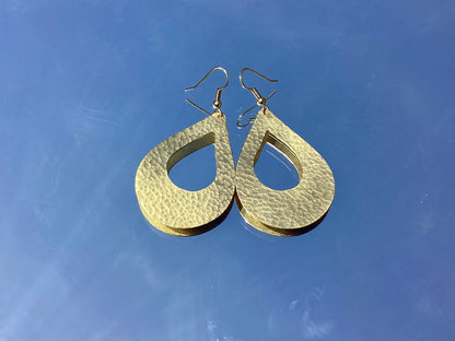 Bombolulu Large Cut Out Teardrop Earrings- Brass plated
