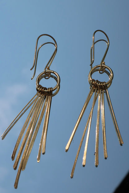 Sun Ray Earrings Brass