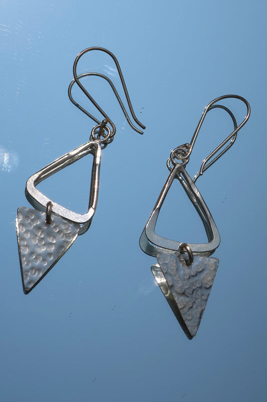 Aruza Triangle Earrings - Silver-Plated