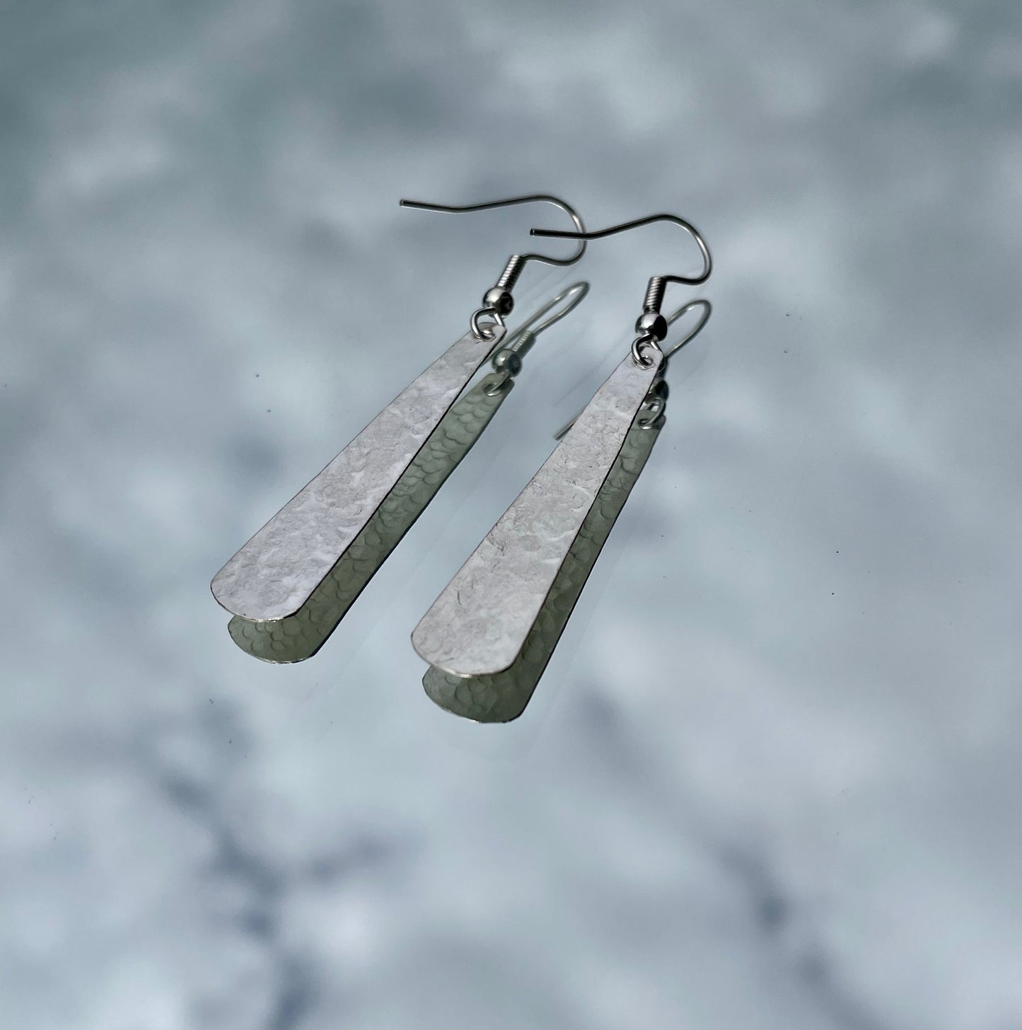 Silver Plain Petal Earrings