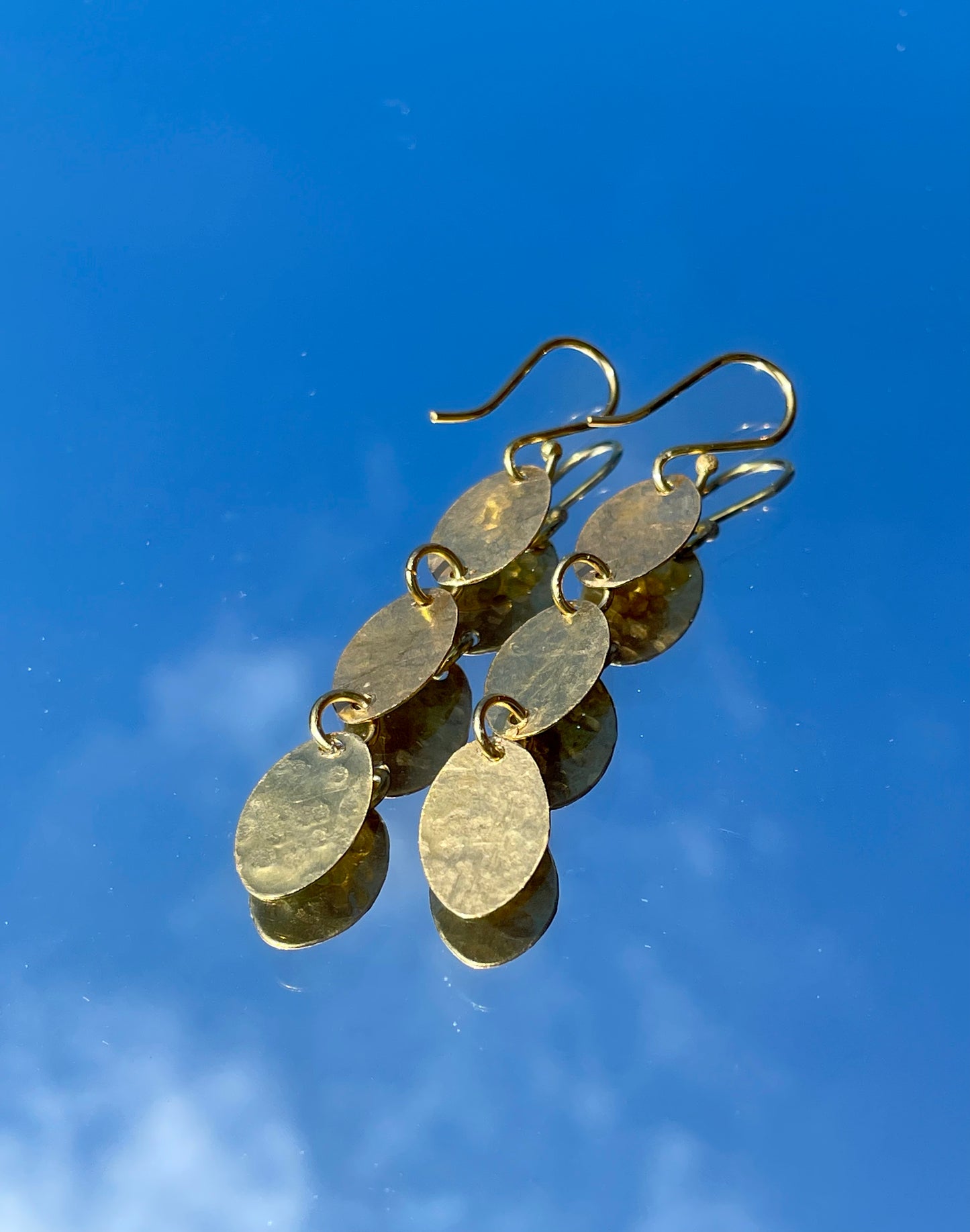 Bombolulu Small Three Oval Earrings- Brass plated