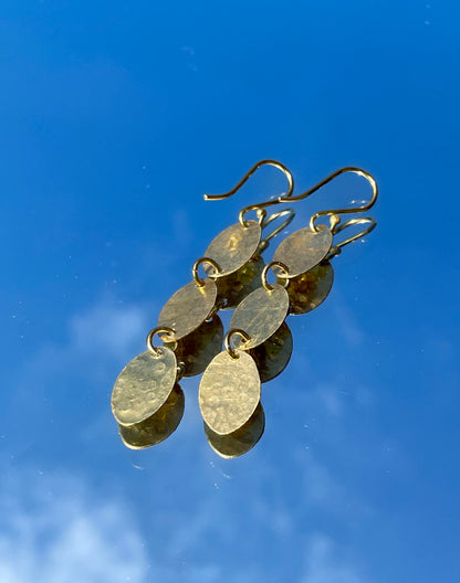 Bombolulu Small Three Oval Earrings- Brass plated