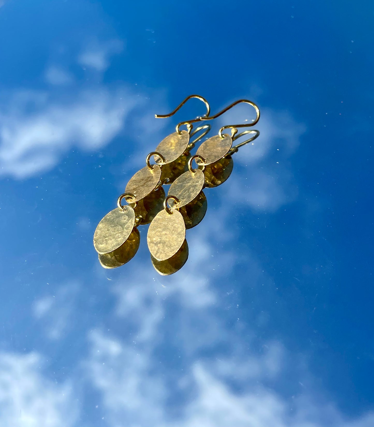 Bombolulu Small Three Oval Earrings- Brass plated