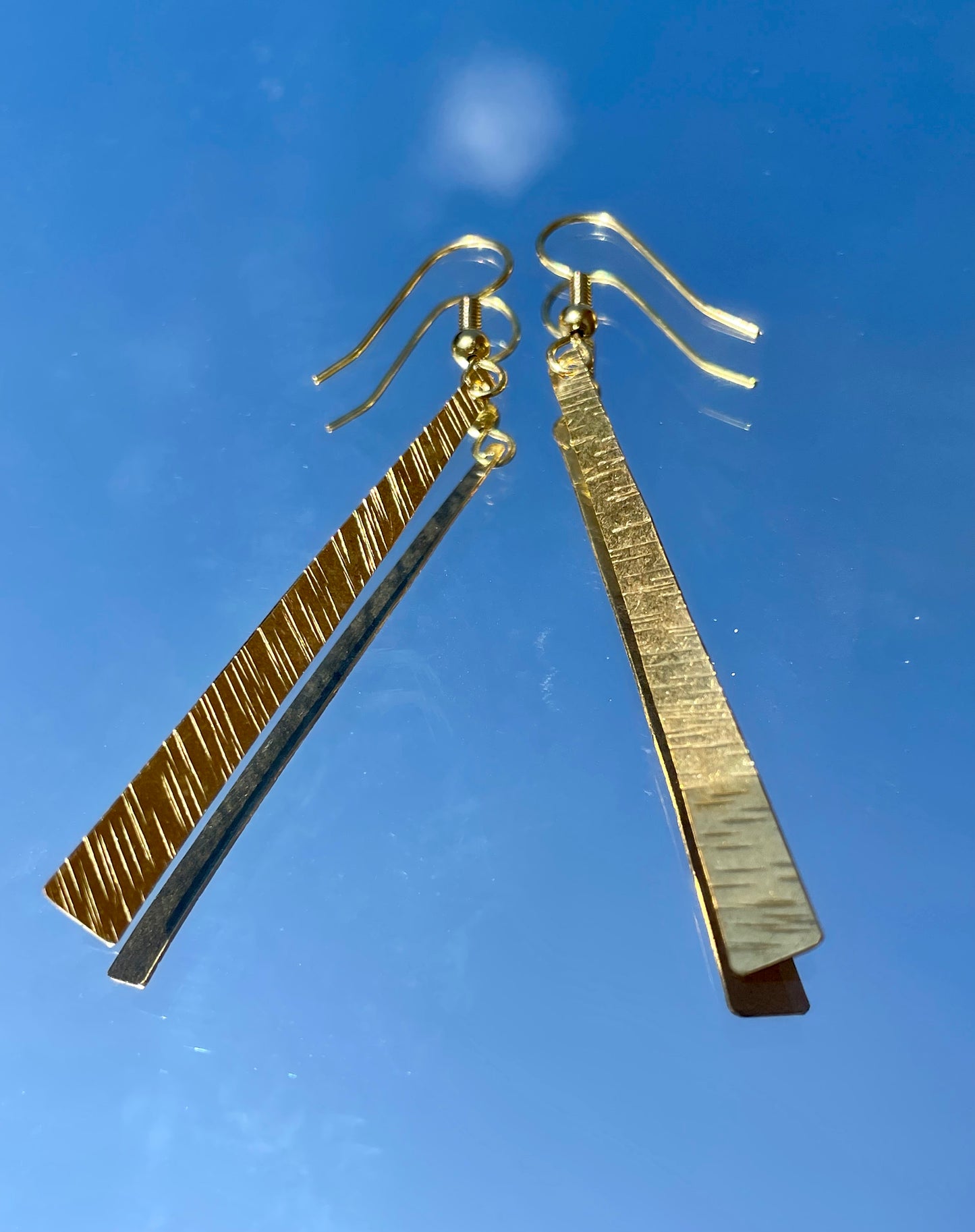 Brass Long Thin Earrings