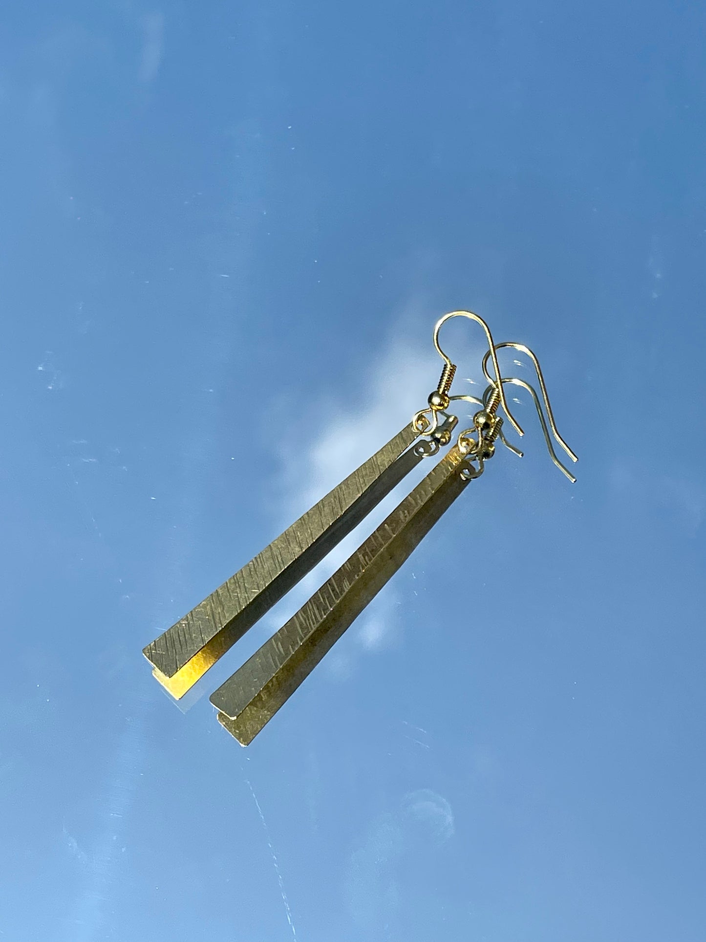 Brass Long Thin Earrings