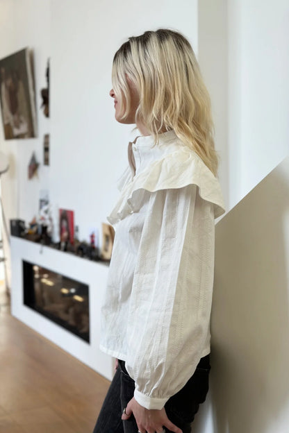 Statement White Frill Blouse