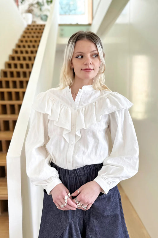 Statement White Frill Blouse