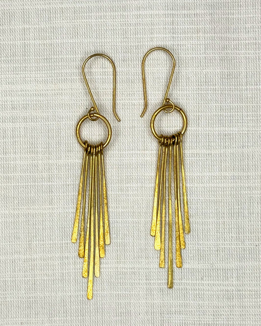 Sun Ray Earrings Brass