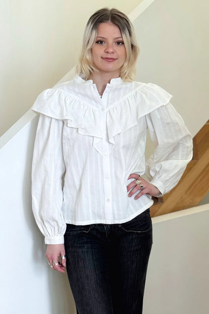 Statement White Frill Blouse