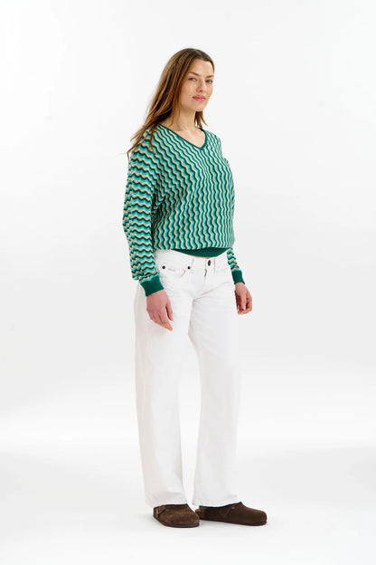 Clover Pointelle Jumper - Green