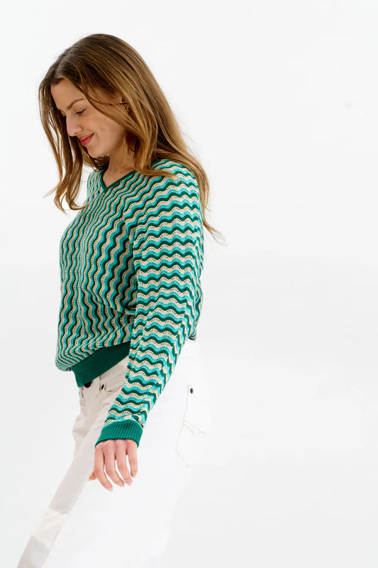 Clover Pointelle Jumper - Green