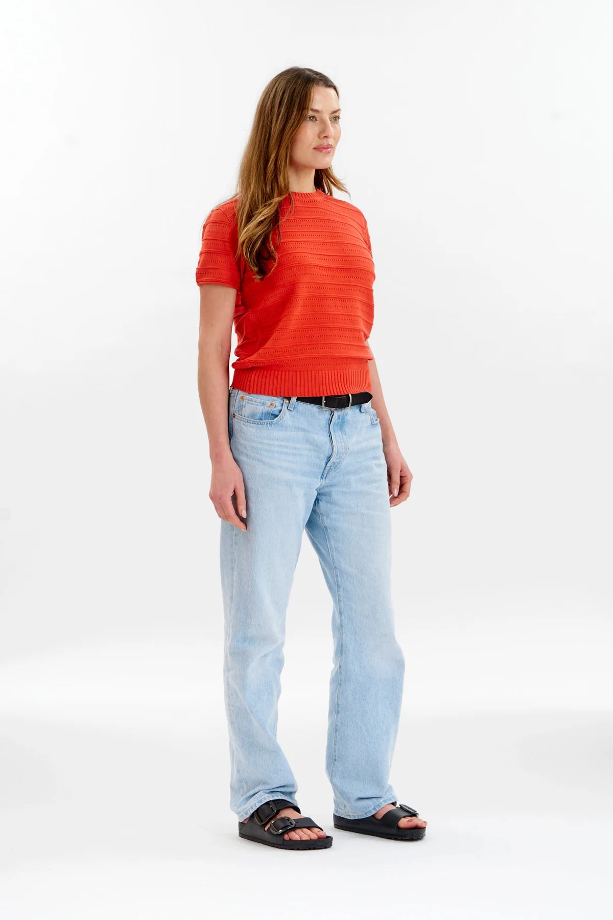 Posey Pointelle Tee Red