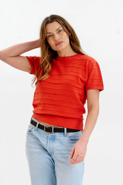 Posey Pointelle Tee Red