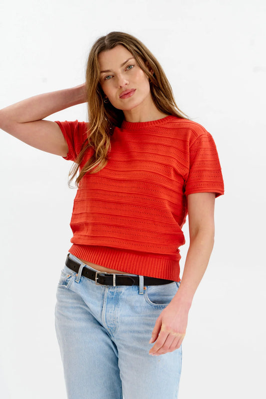 Posey Pointelle Tee Red