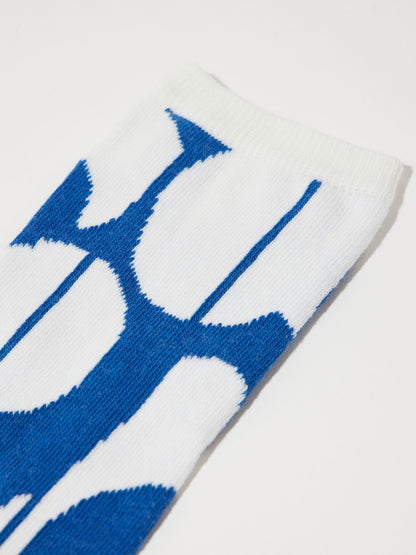 Graphic Dots Light Off White/Blue Organic Cotton Socks