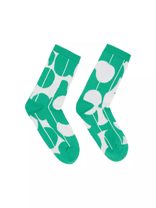 Graphic Dots Off White/Green Organic Cotton Socks