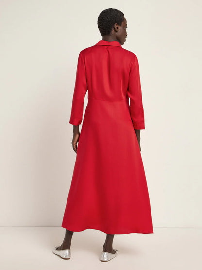 Red Tencel Midi Dress