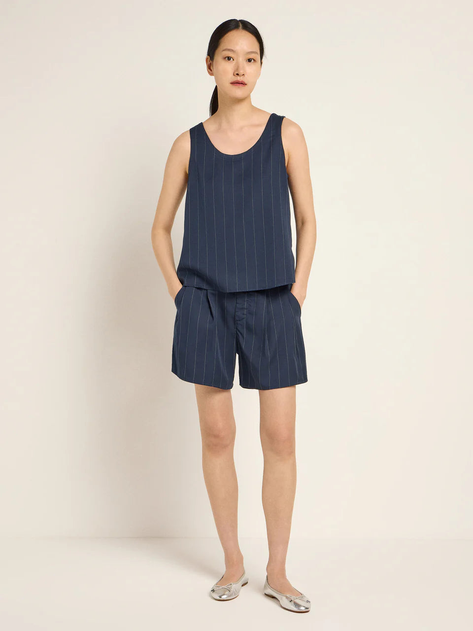 Midnight and Off White Tank Top