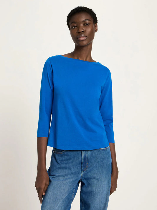 Lapis Boat Neck top with 3/4 Sleeves