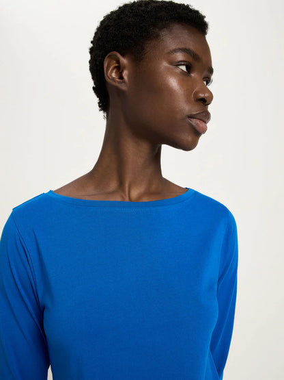 Lapis Boat Neck top with 3/4 Sleeves