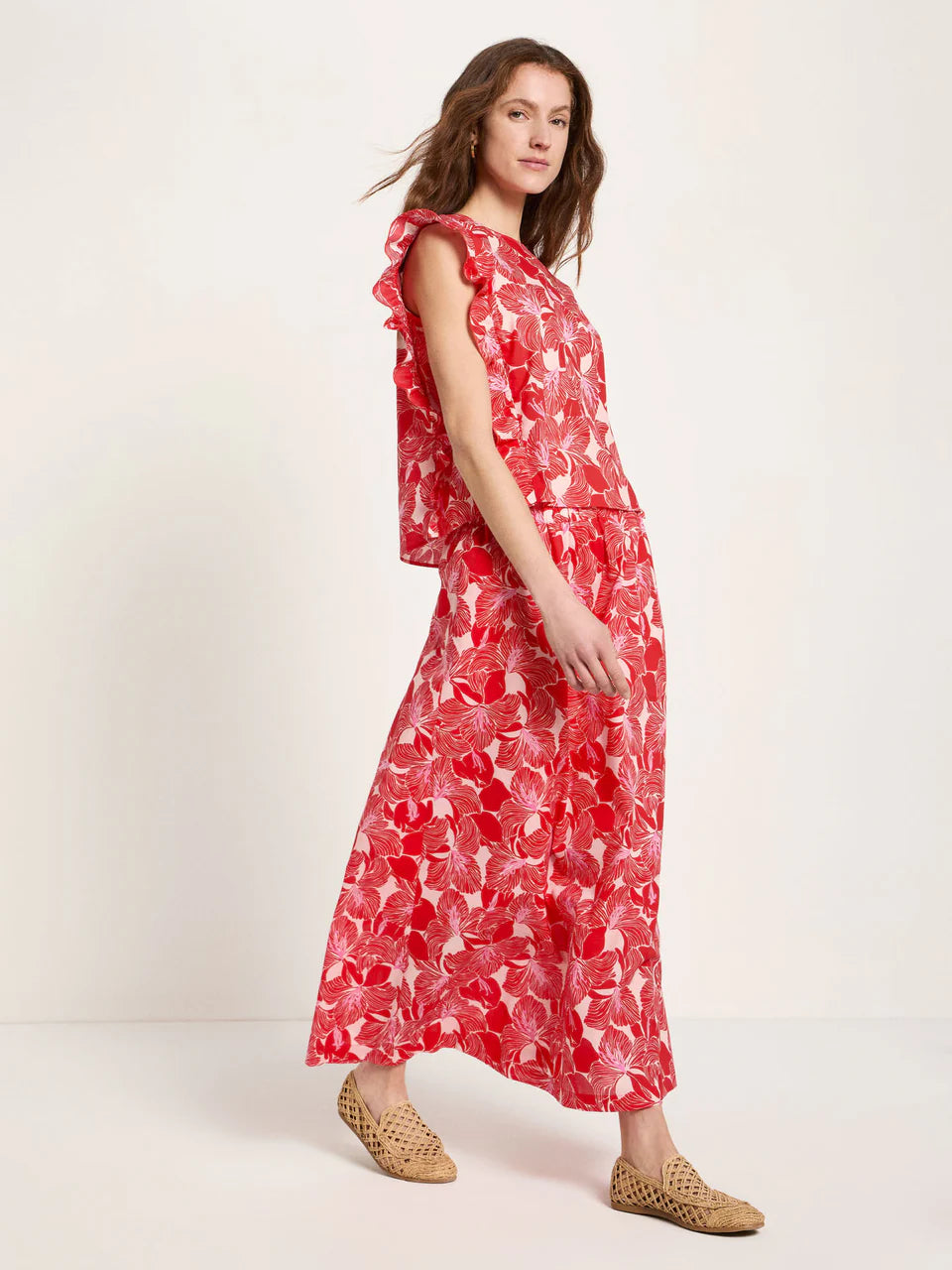 Print Bloom Skirt Onyx Red