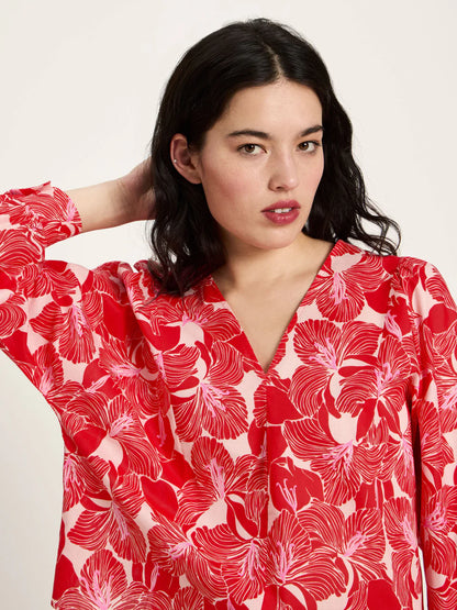 Print Bloom Blouse Red