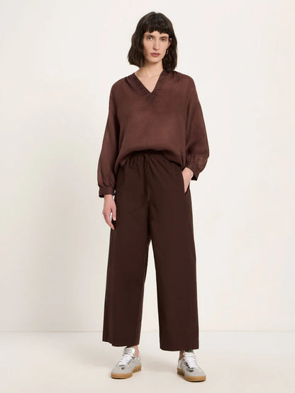 Chocolate Blouse with Gathers