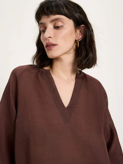 Chocolate Blouse with Gathers