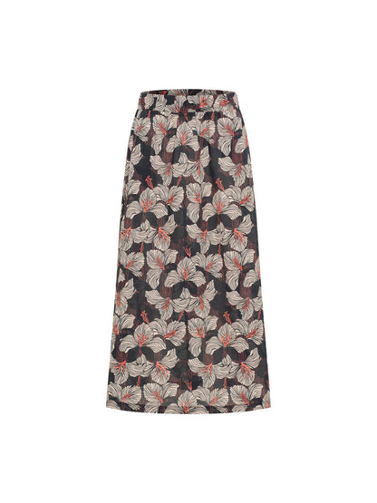 Print Bloom Skirt Onyx
