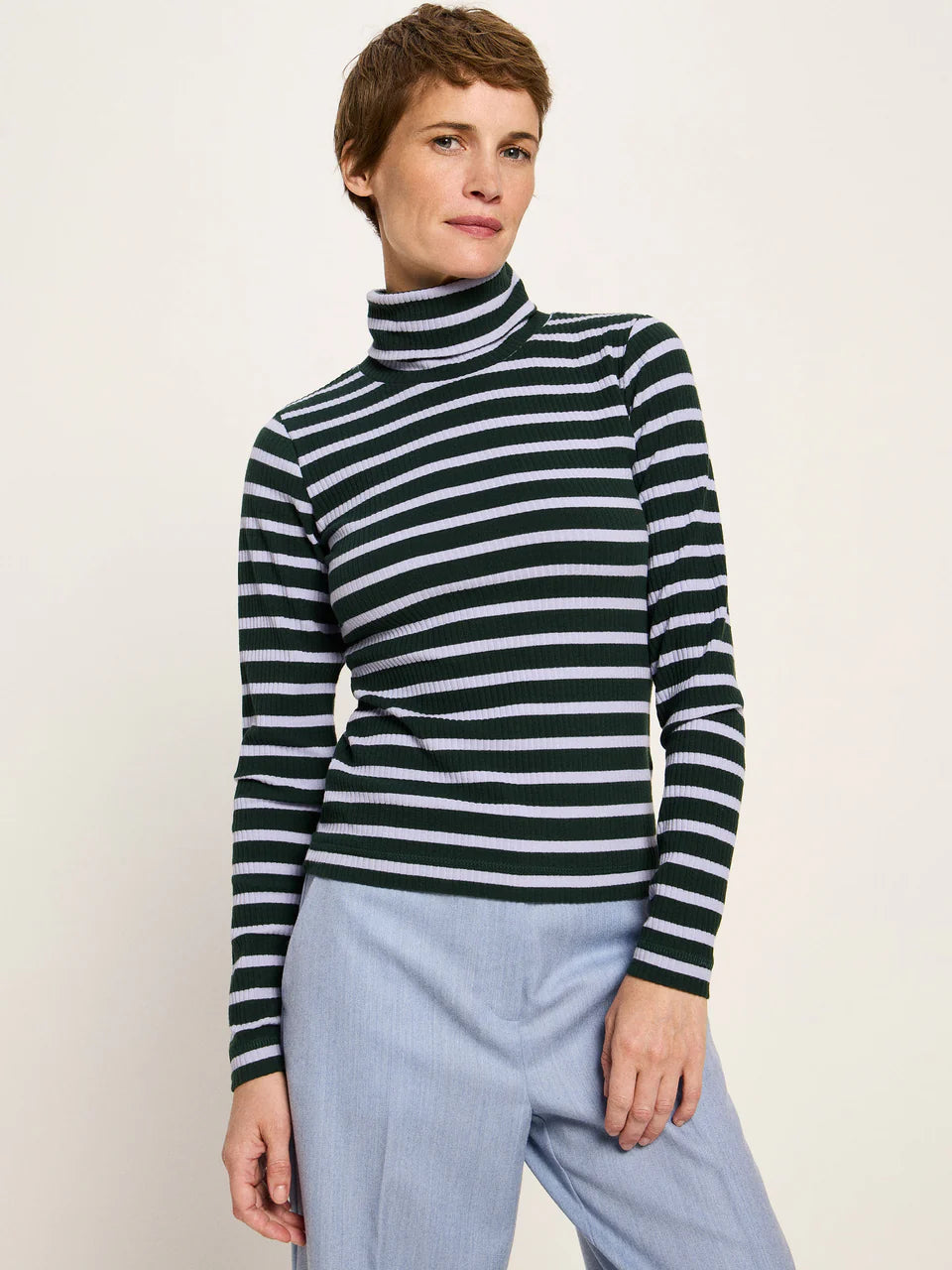 Ribbed Turtleneck Shirt Forest & Lupine