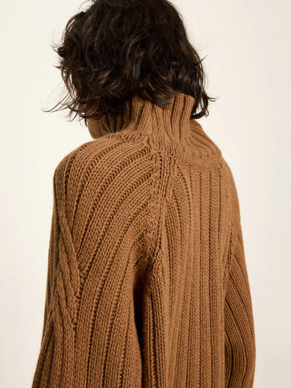 Oversized Ribbed Jumper Brown