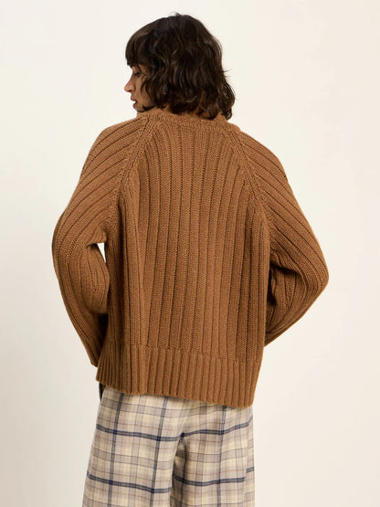 Oversized Ribbed Jumper Brown