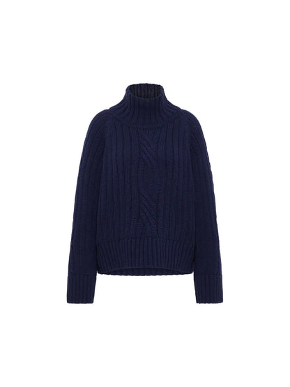 Oversized Ribbed Jumper Purple Blue Melange