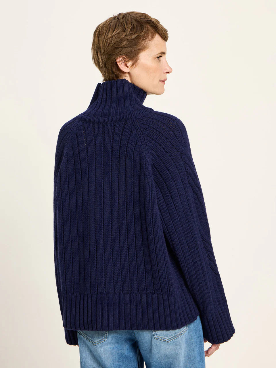 Oversized Ribbed Jumper Purple Blue Melange