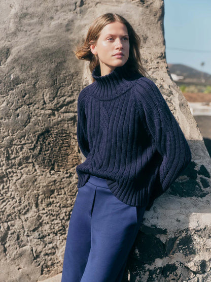 Oversized Ribbed Jumper Purple Blue Melange