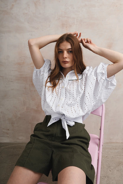 Emmie Cotton Shorts Khaki