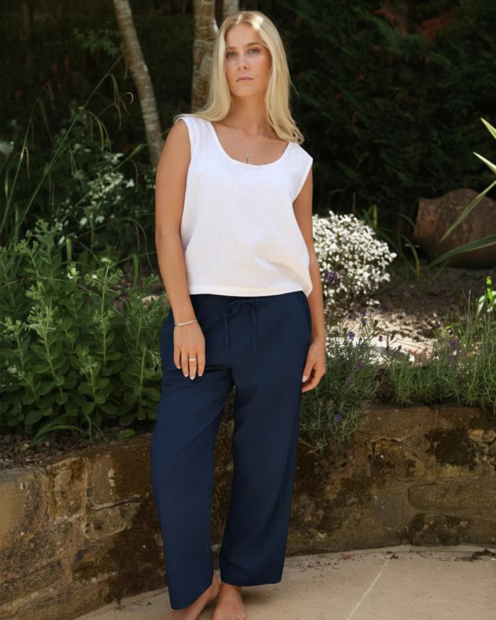 Millie Midnight Blue 100% Linen Trousers
