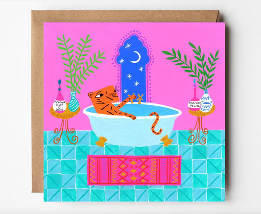 Hattie Gordon Card  - Tiger in the Bath