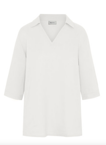 Lizzie Collared Top 100% Linen Oyster