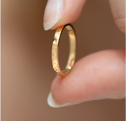 Agonda 2mm Hammered Gold Stacking Ring